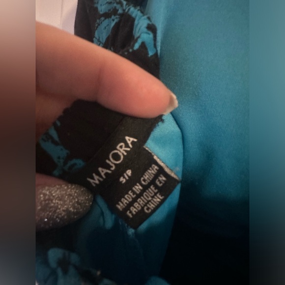 Blue and Black Flowered Dress - Picture 4 of 6